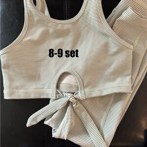 Zyia Girls Striped Sports Bra and Leggings Set size 8-9
